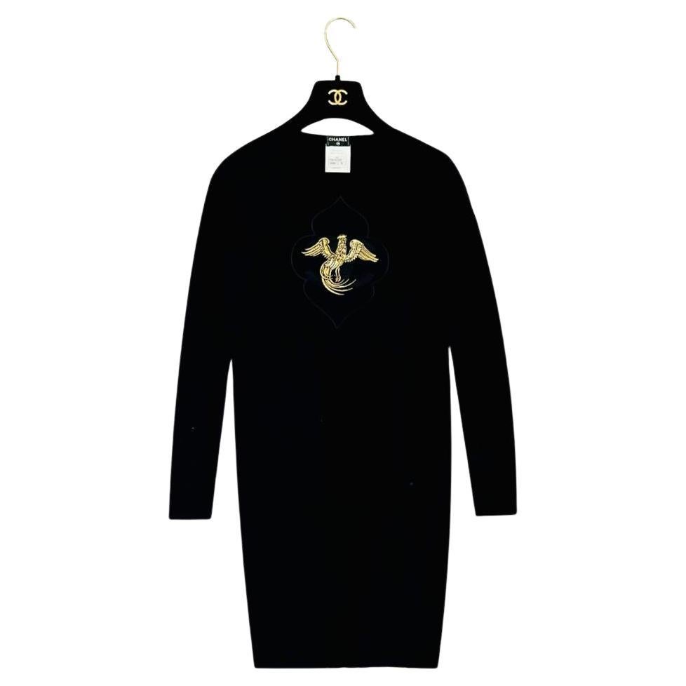 Chanel Cashmere Dress with 'CC' Logo & Embroidered Phoenix For Sale