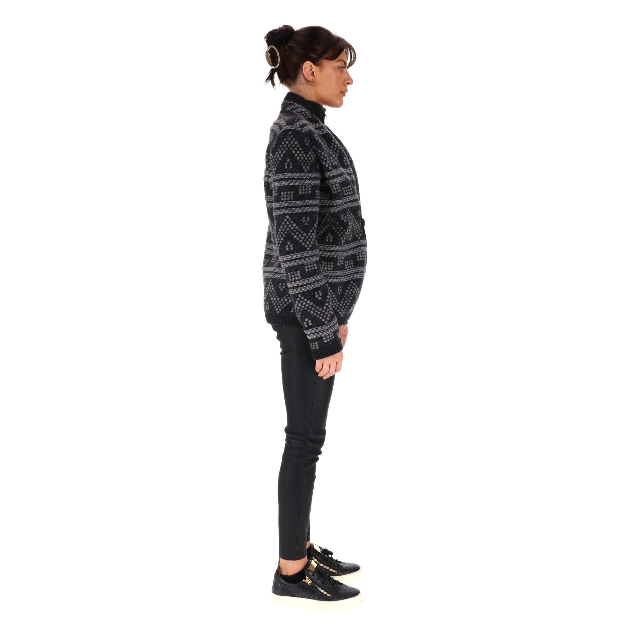 Black Chanel Cashmere Funnel Neck Cardigan/Jacket For Sale