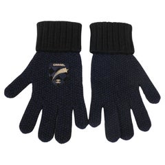 Chanel Cashmere Gloves with Embroidered Shield