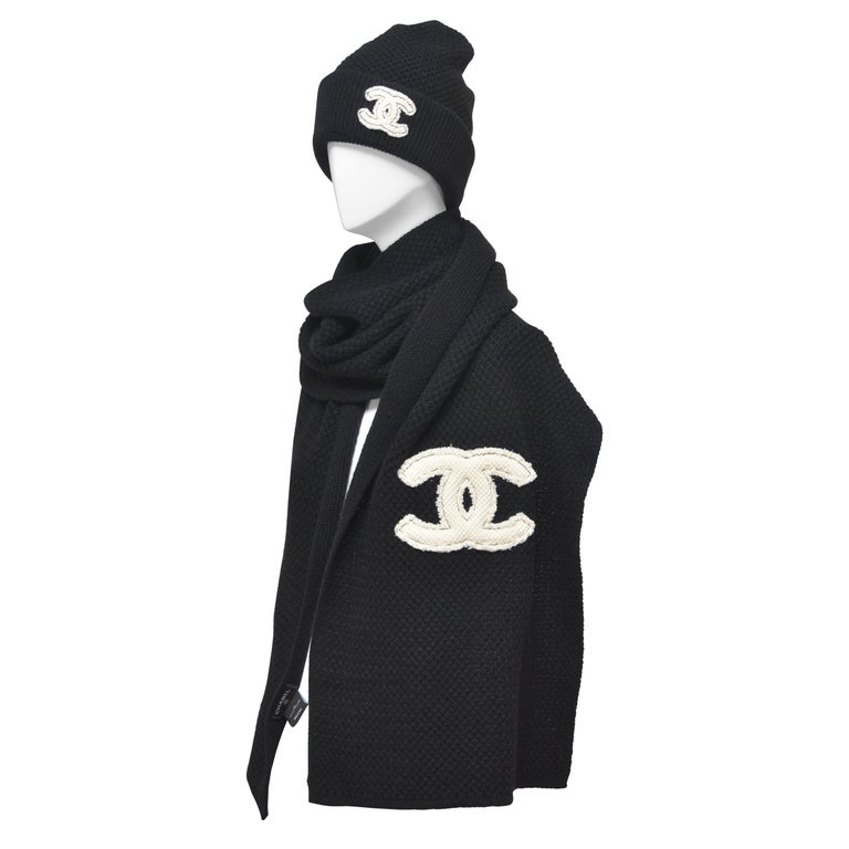 Scarf Chanel Beanie Black Chanel Winter Hat And Scarf