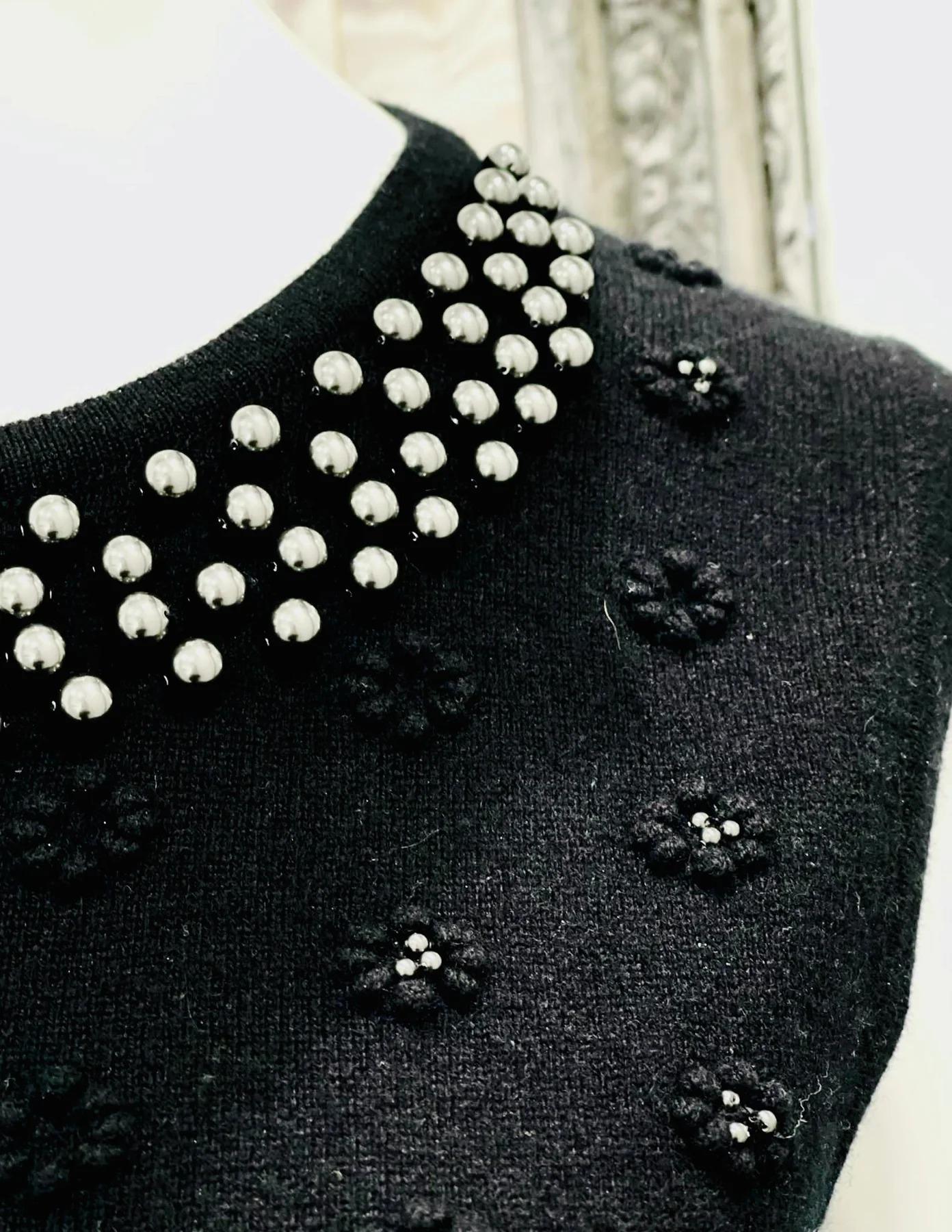 Black Chanel Cashmere & Pearl Dress For Sale
