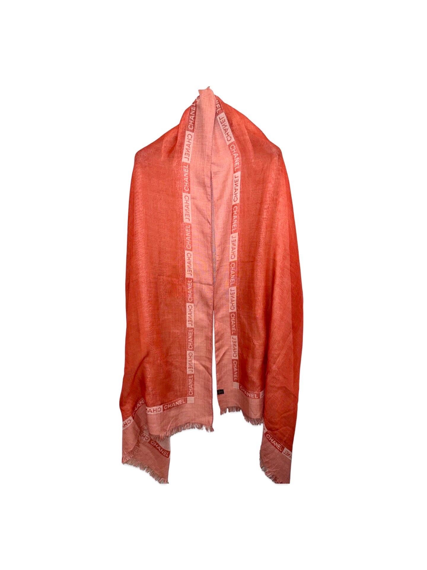Orange Chanel cashmere scarf For Sale