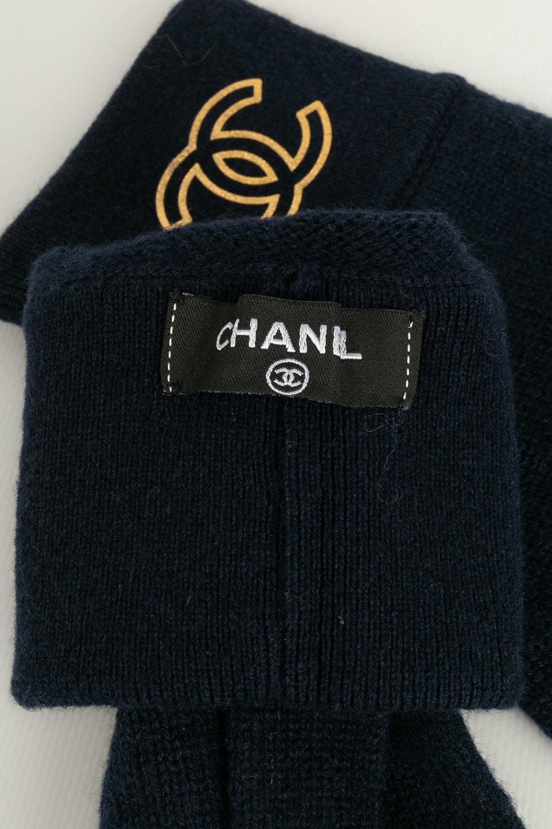 Chanel Cashmere Scarf, Pair of Gloves and Blue Hat Set 3