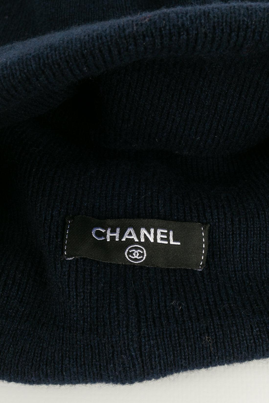 Chanel Cashmere Scarf, Pair of Gloves and Blue Hat Set 5
