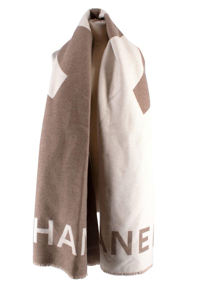 Chanel Cashmere Shawl CC logo Reversible For Sale at 1stDibs