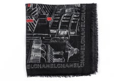 Chanel Cashmere Shawl City Print Black