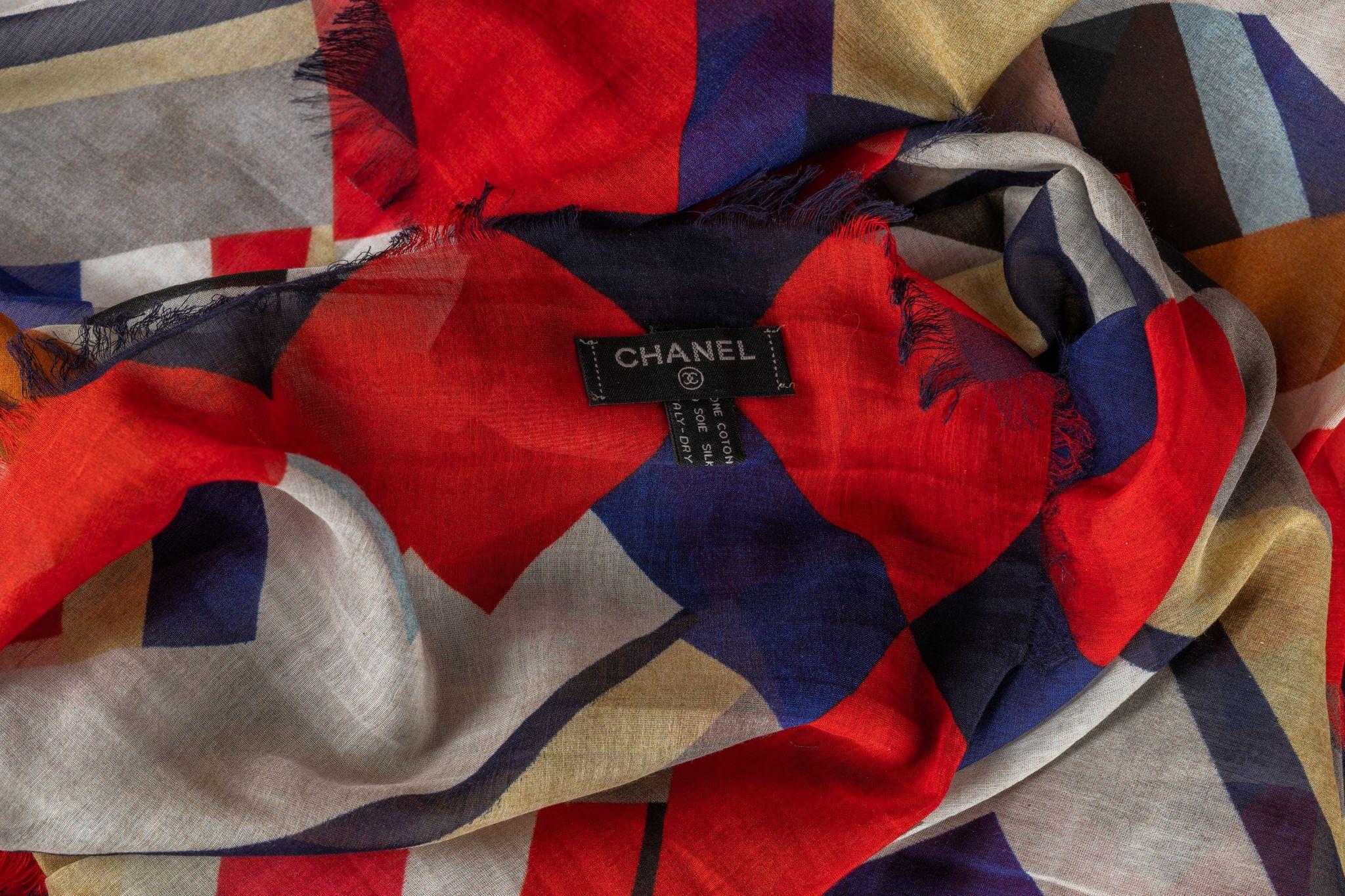 Chanel Cashmere Shawl Geometric Design In New Condition For Sale In West Hollywood, CA