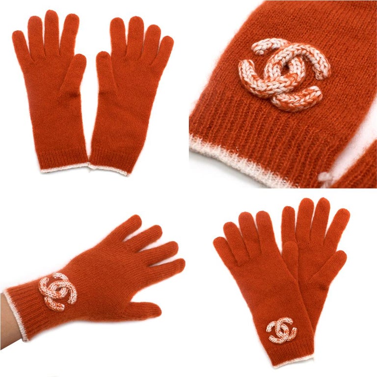 Chanel Cashmere Scarf, Pair of Gloves and Blue Hat Set For Sale at
