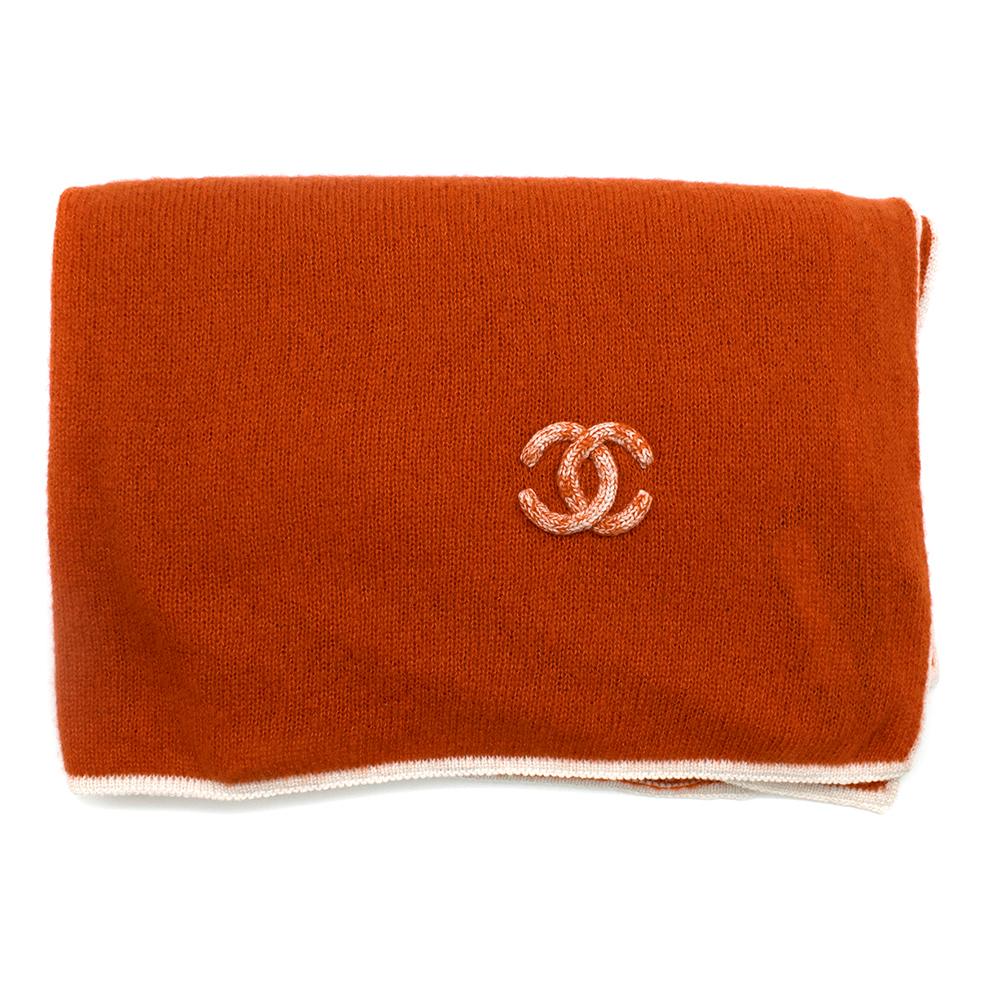 Red Chanel Cashmere & Silk hat, scarf and gloves set
