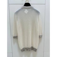 Chanel Cashmere Silk Lurex Knit Dress Tunic Ivory Cream FR 36 Italy
