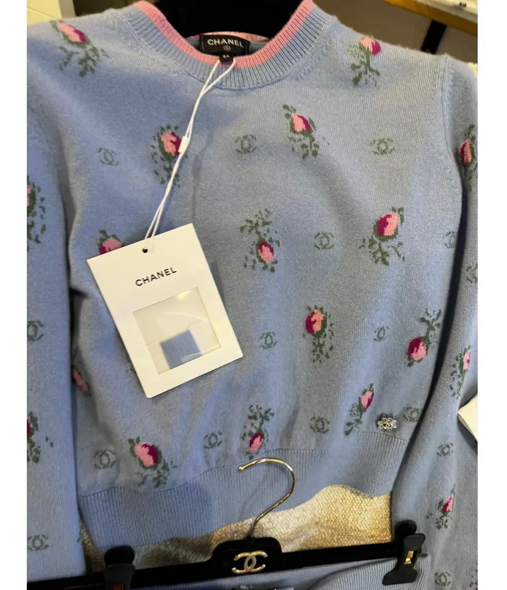 Women's or Men's Chanel Cashmere sweater in blue, pink and green