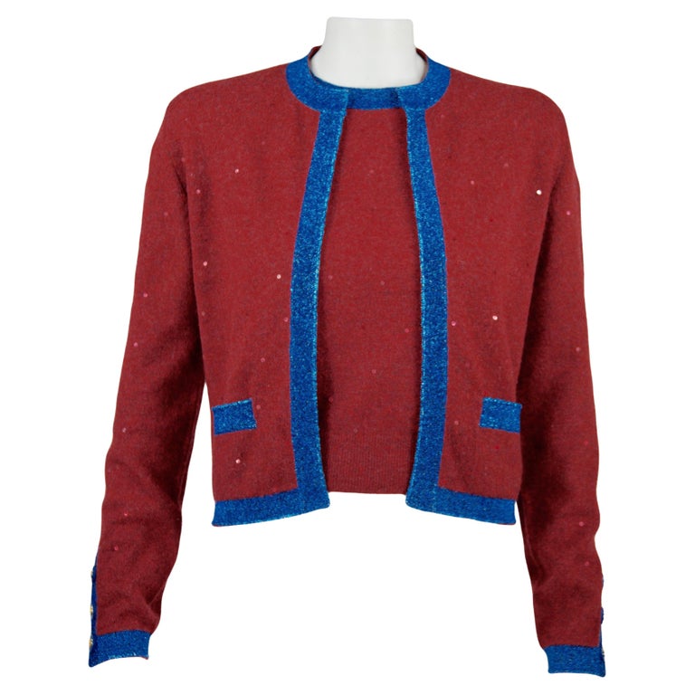 Chanel cashmere twin set Fall 1996 FR 40 For Sale at 1stDibs