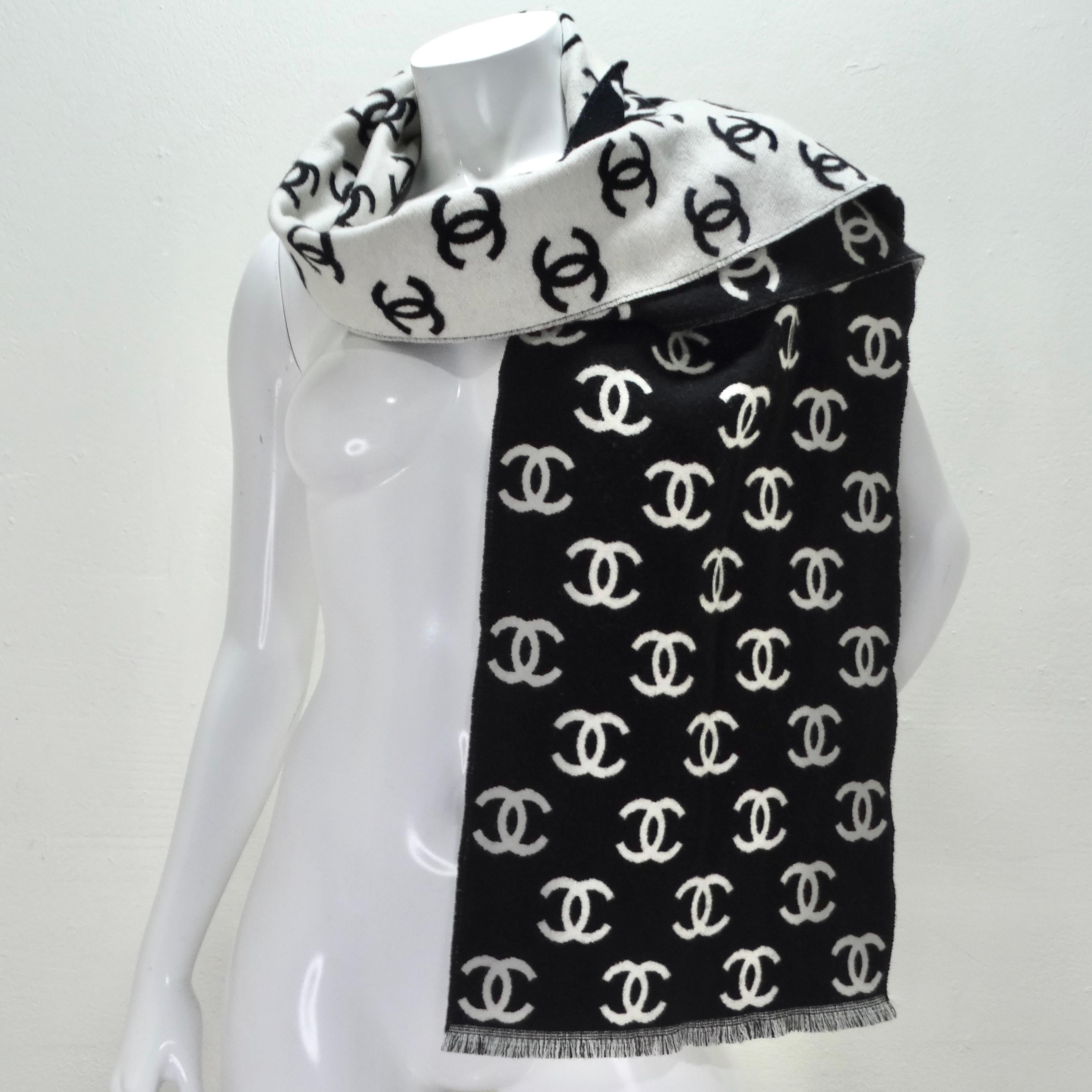Chanel Cashmere Wool CC Two Tone Scarf 1