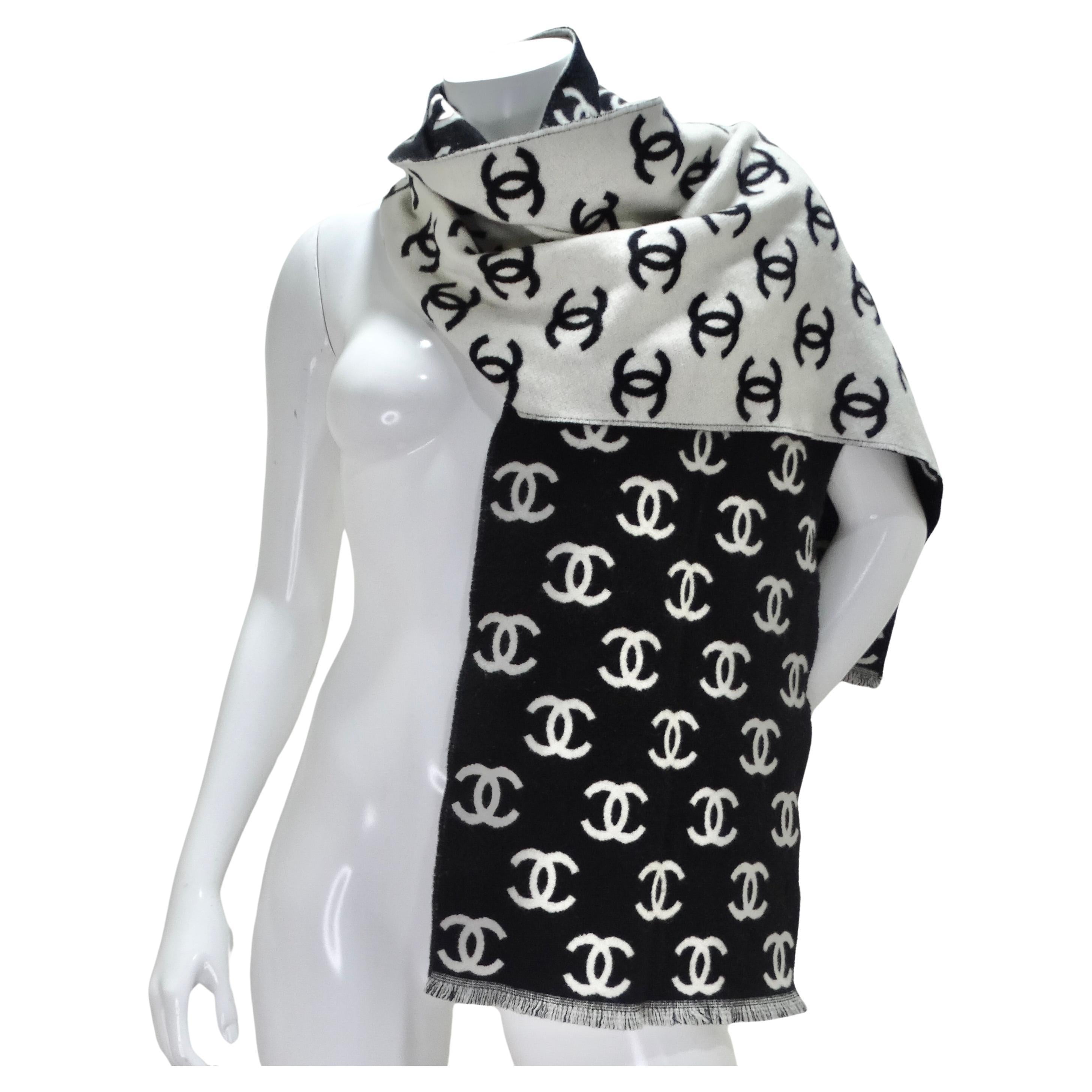 Chanel Cashmere Wool CC Two Tone Scarf 2