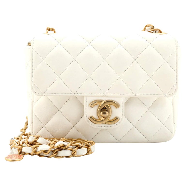 Chanel Rectangular Mini Heart Charm Flap Bag - White Crossbody