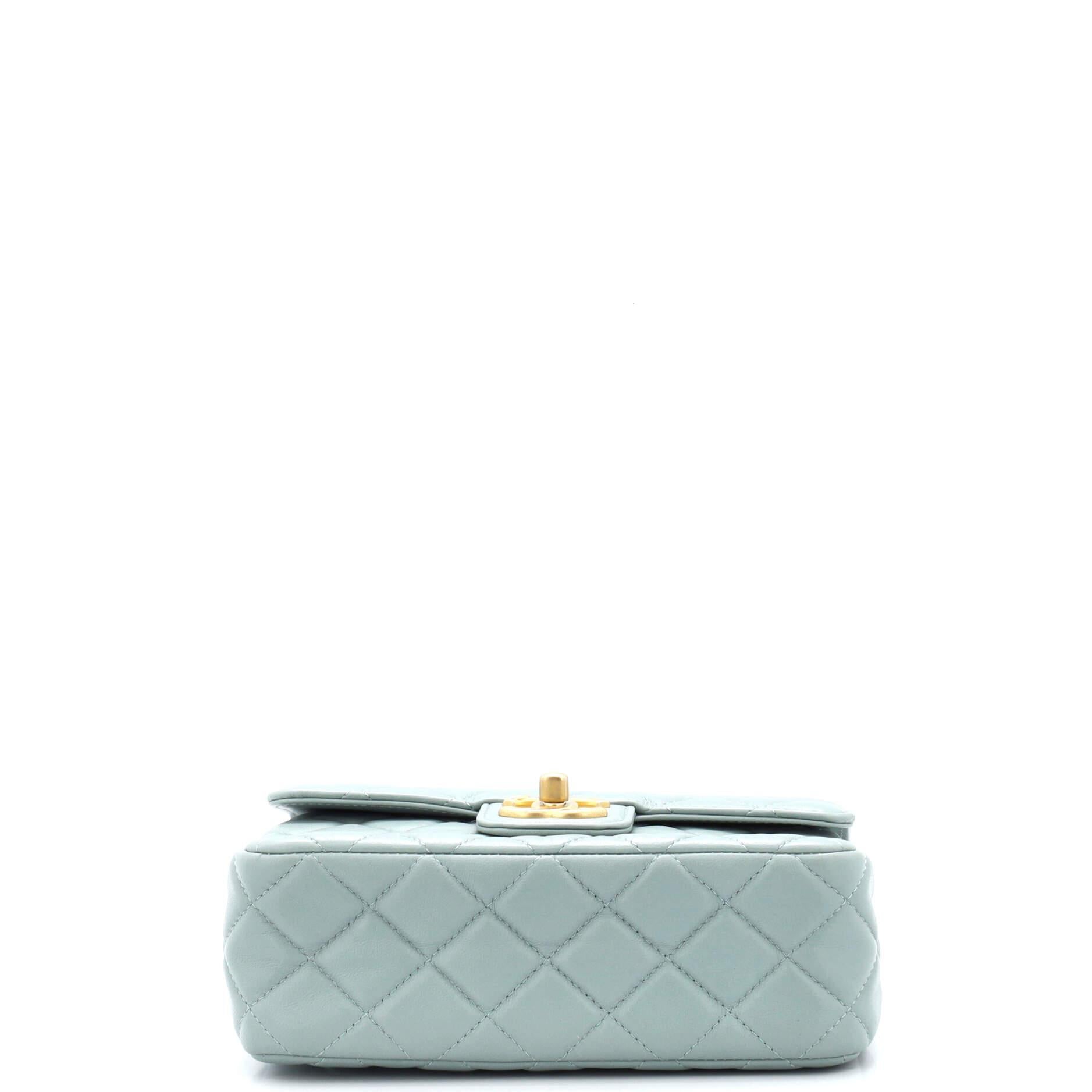 Chanel Casino Royale Charms Square Flap Bag Quilted Lambskin with Enamel Small In Good Condition In NY, NY