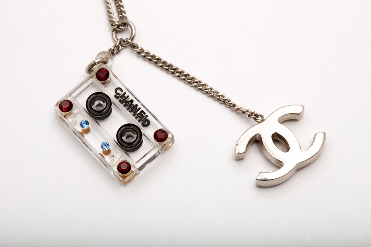 Chanel Cassette Tape Motif Necklace with CC In Excellent Condition In Chicago, IL