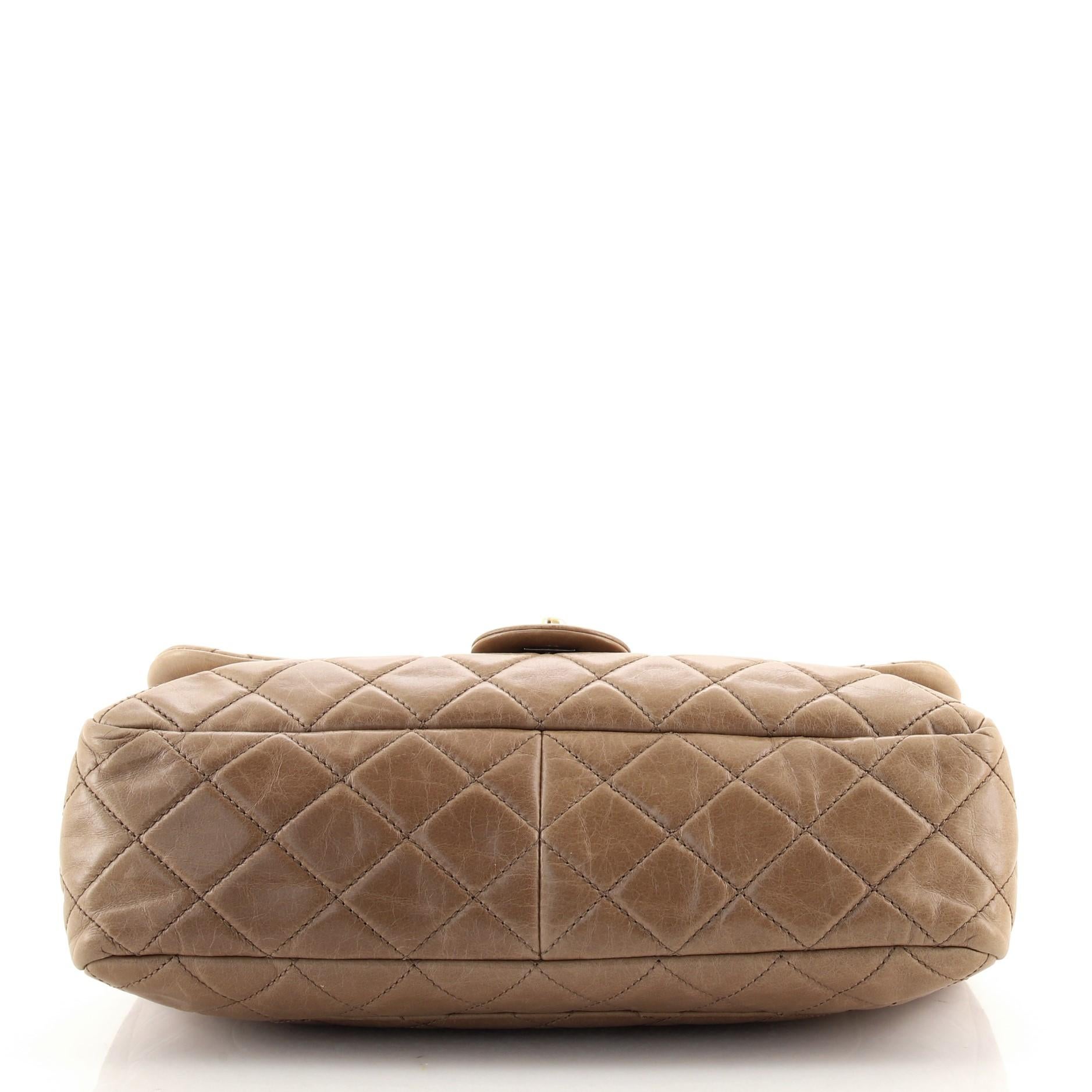 Brown Chanel Castle Rock Flap Bag Quilted Glazed Calfskin Medium