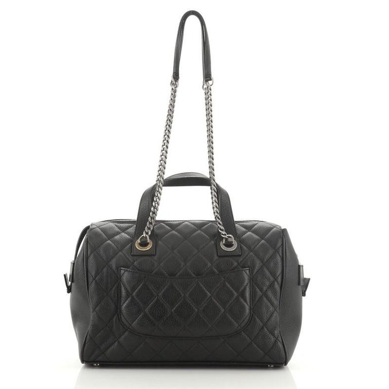 Chanel Casual Pocket Bowling Bag Quilted Goatskin Medium