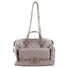 Chanel Casual Pocket Bowling Bag Quilted Metallic Calfskin Medium