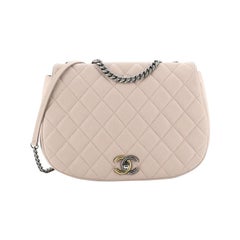 Chanel Casual Pocket Flap Messenger Bag Quilted Caviar Medium