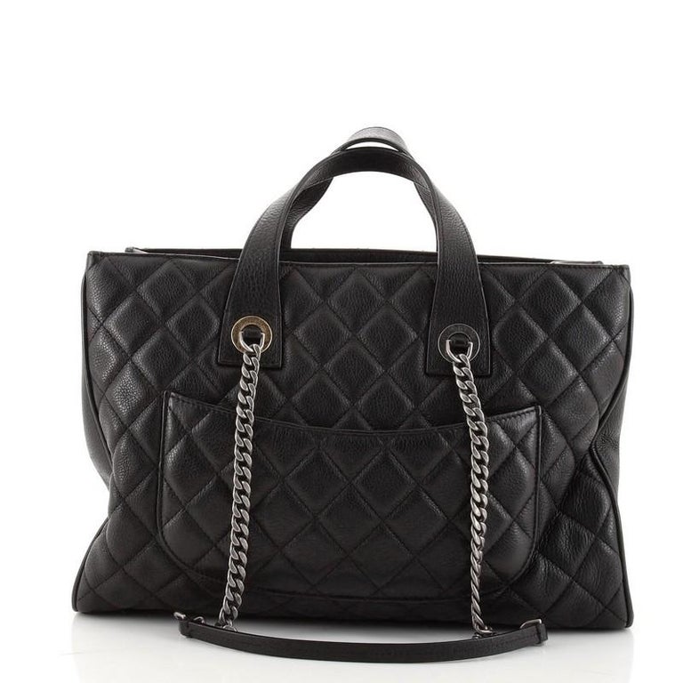 Chanel Casual Pocket Shopping Tote Quilted Goatskin Large at 1stDibs