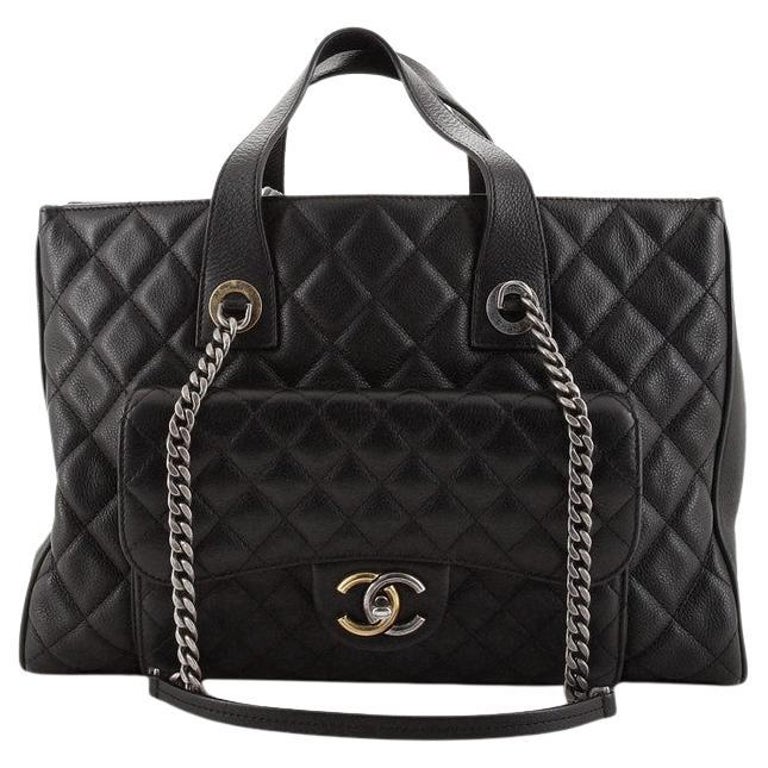 Chanel Ultra Pocket Shopping Tote Quilted Calfskin Large Gray 68425317