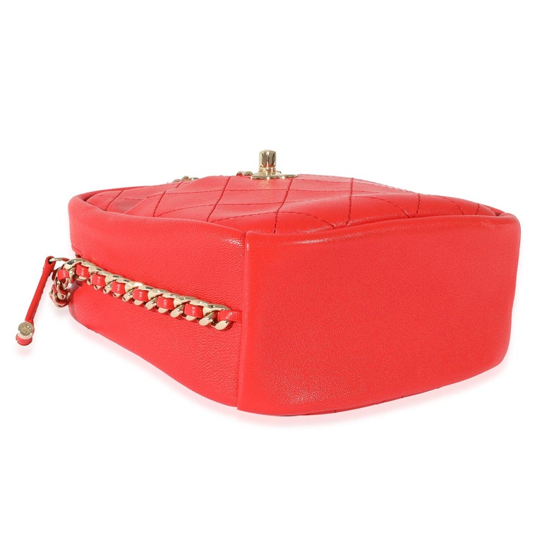Chanel Casual Red Leather Trip North South Camera Case