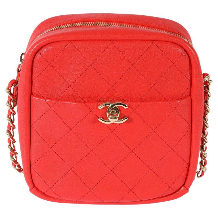 Chanel Casual Red Leather Trip North South Camera Case For Sale at 1stDibs