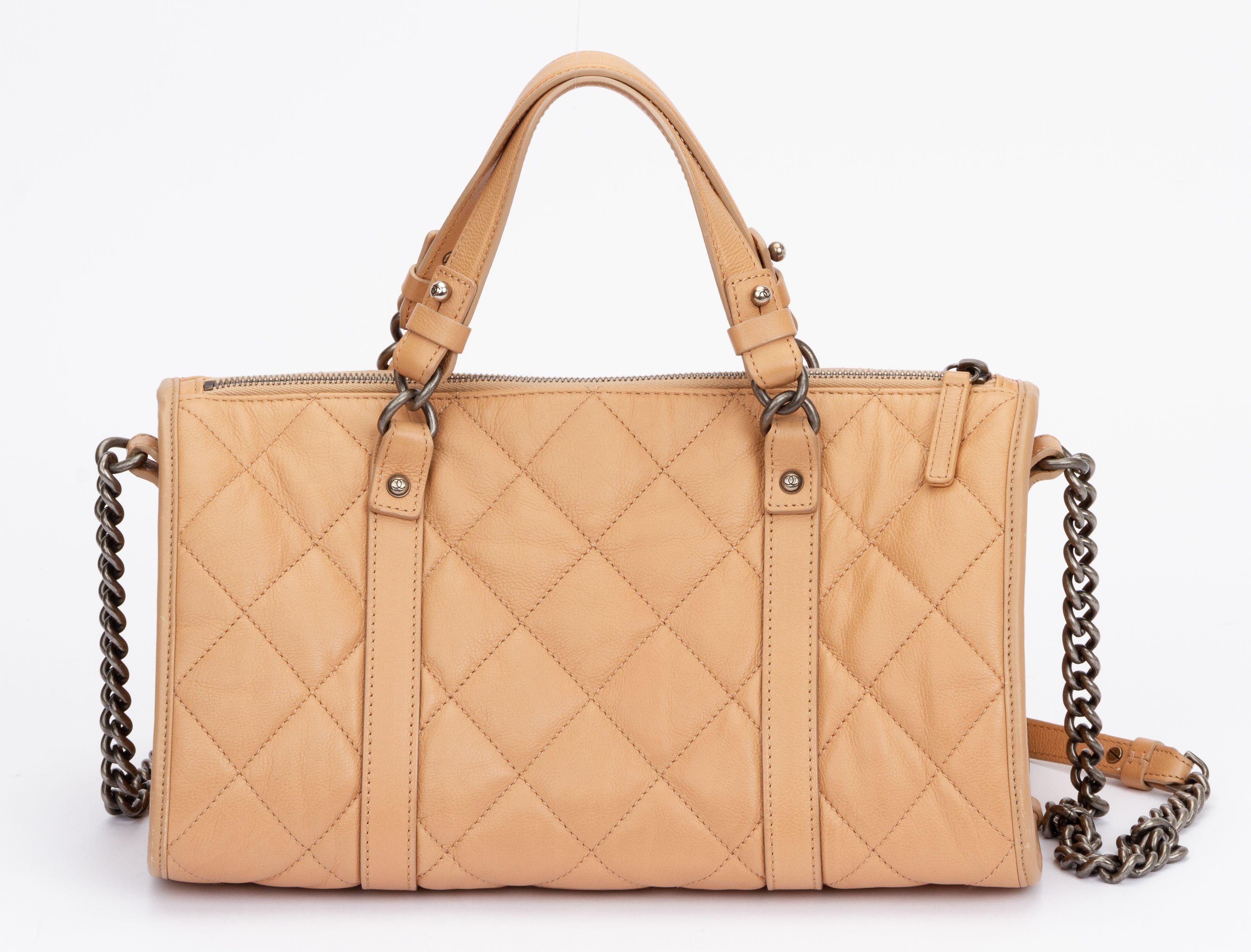 Beige Chanel Casual Riviera Bowling Bag For Sale