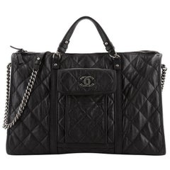 Chanel Casual Riviera Bowling Bag Quilted Calfskin Large