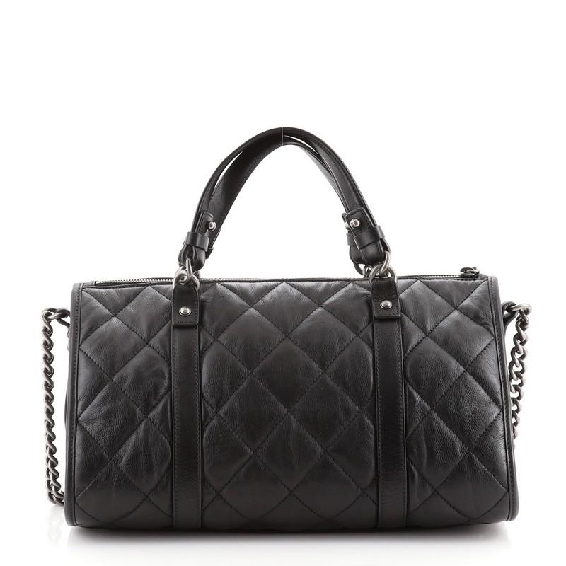 Chanel Casual Riviera Bowling Bag Quilted Calfskin Medium In Good Condition In NY, NY