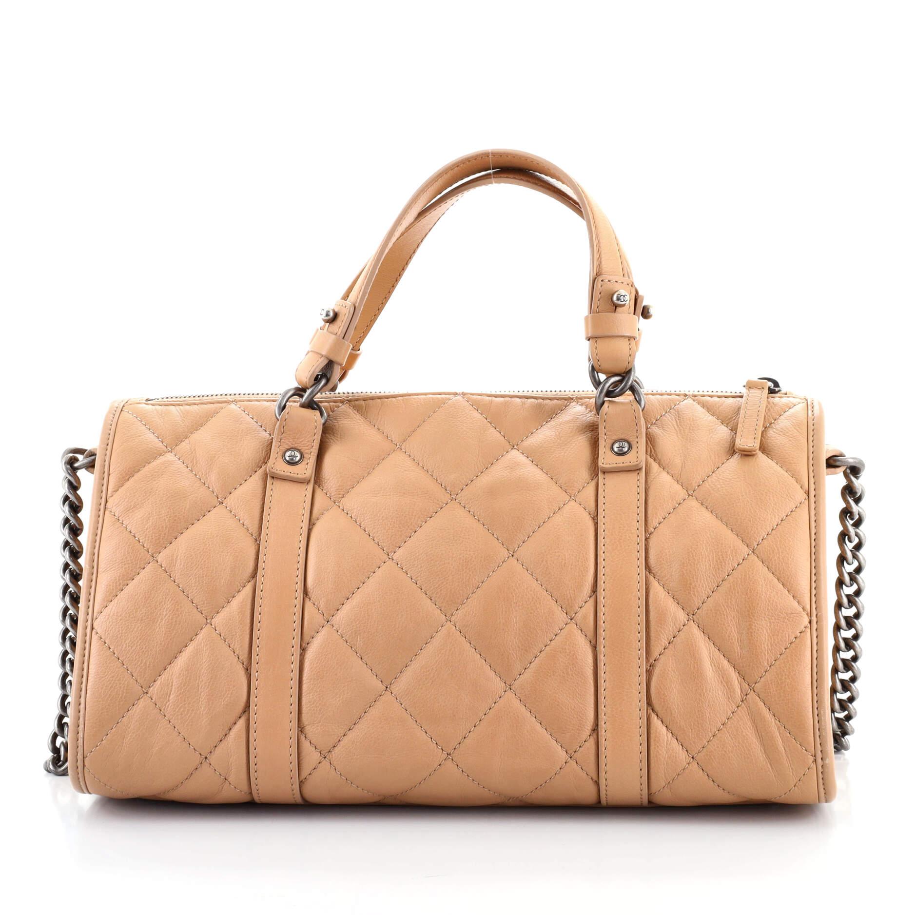 Chanel Casual Riviera Bowling Bag Quilted Calfskin Medium In Good Condition In NY, NY