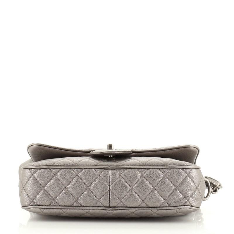 Gray Chanel Casual Rock Airlines Flap Bag Quilted Goatskin Small