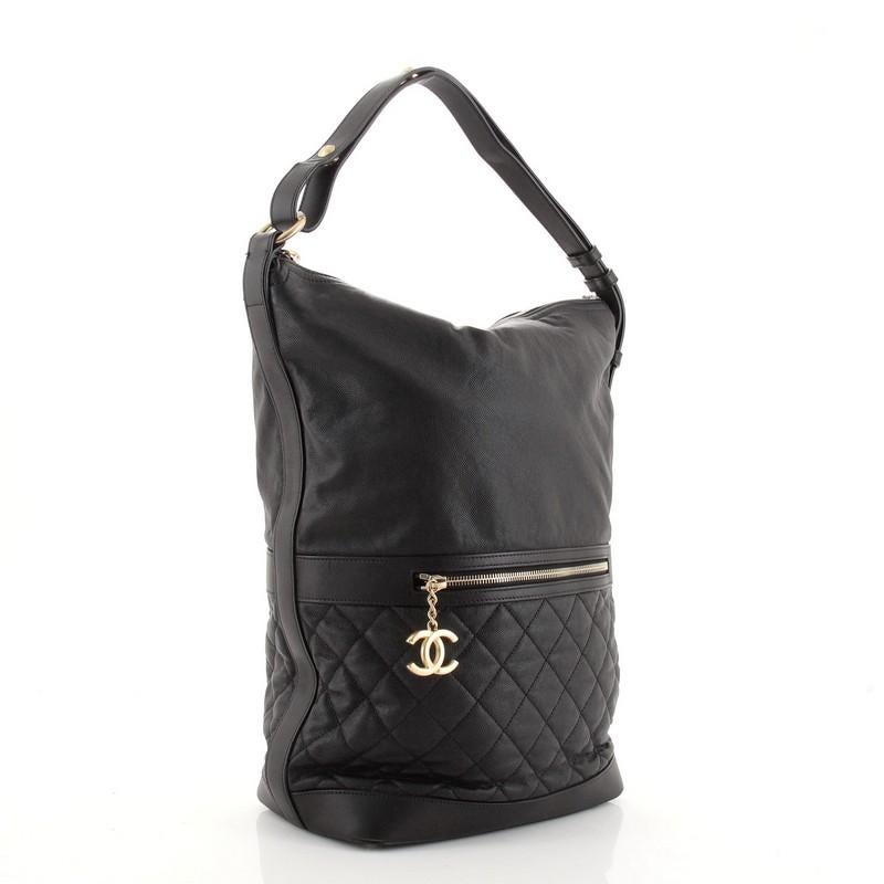 Chanel Casual Style Hobo Gesteppt Kaviar Groß (Schwarz)