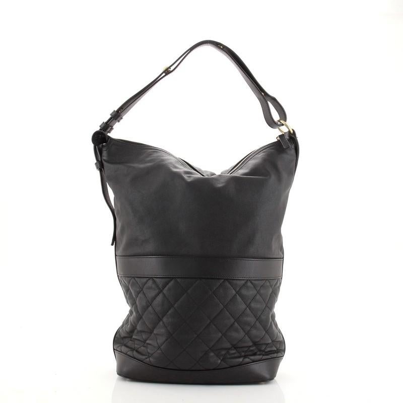 Chanel Casual Style Hobo Gesteppt Kaviar Groß im Zustand „Gut“ in NY, NY