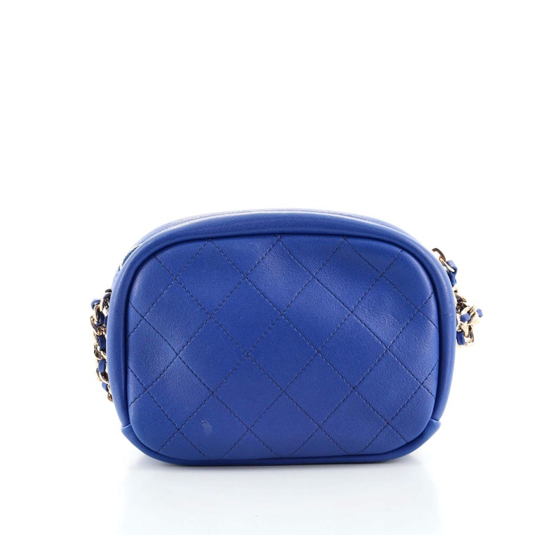 Chanel Blue Quilted Leather Small Casual Trip Camera Crossbody Bag Chanel