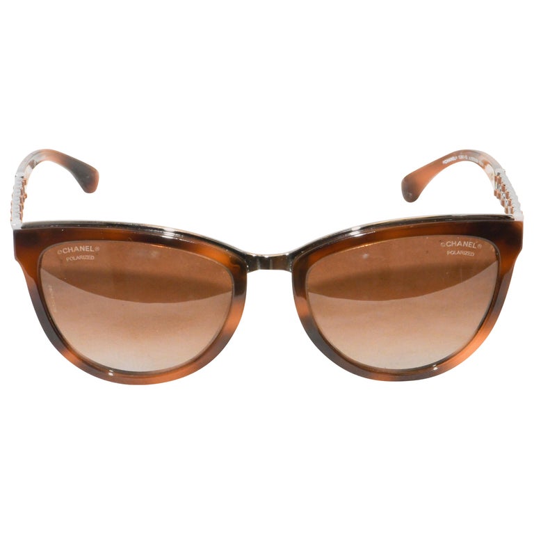 Chanel Cat Eye Braided Chain Arms Sunglasses For Sale at  display picture 2