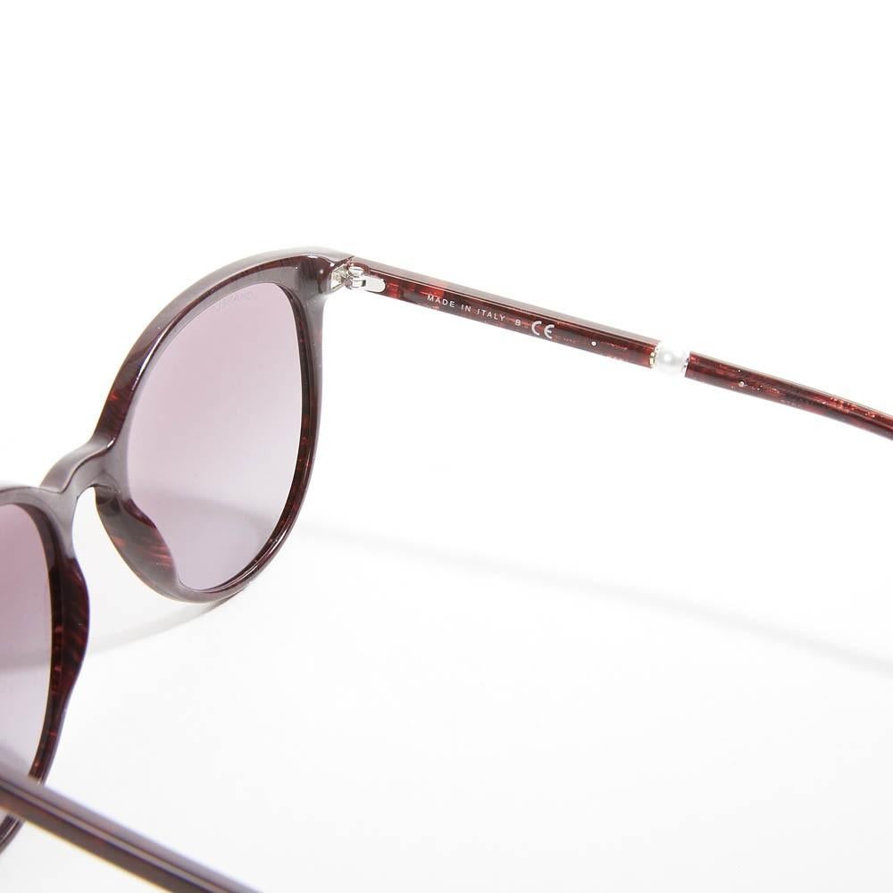 Gray Chanel Cat Eye Plum Sunglasses White Pearl