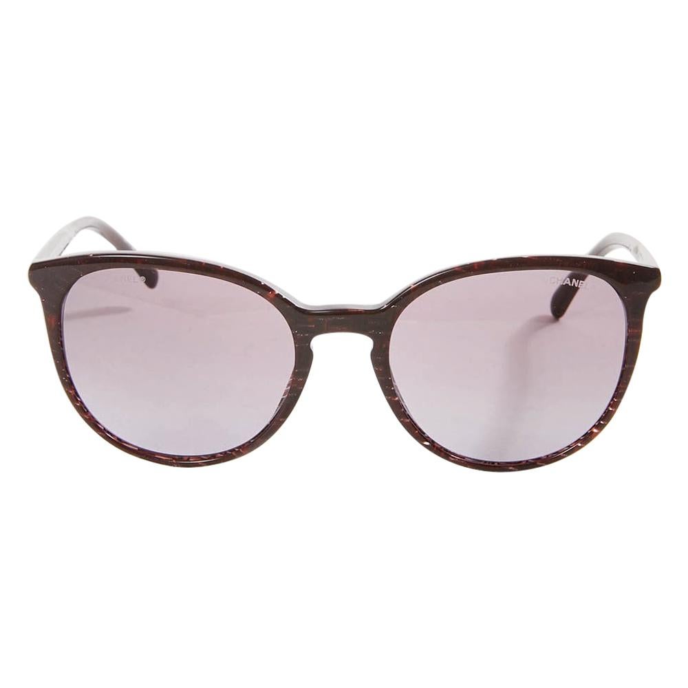 Chanel Cat Eye Plum Sunglasses White Pearl