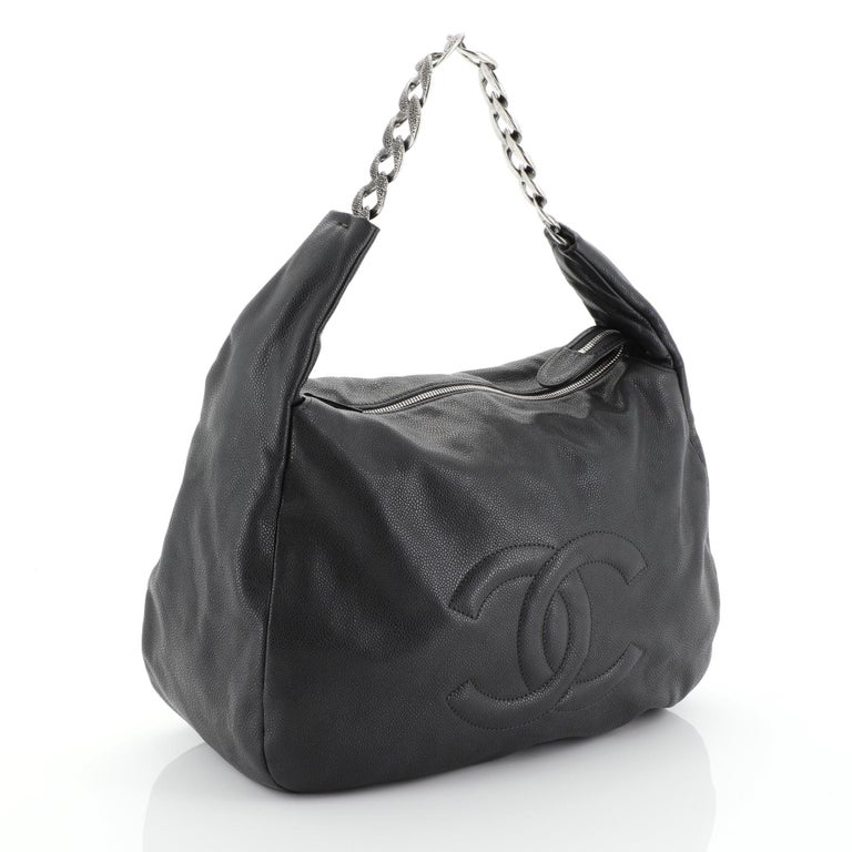 Chanel Aged Caviar Leather Boy Hobo Quilted Shoulder Tote CC