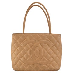 Chanel Caviar Beige Quilted Medallion A01804 Tote Handbag