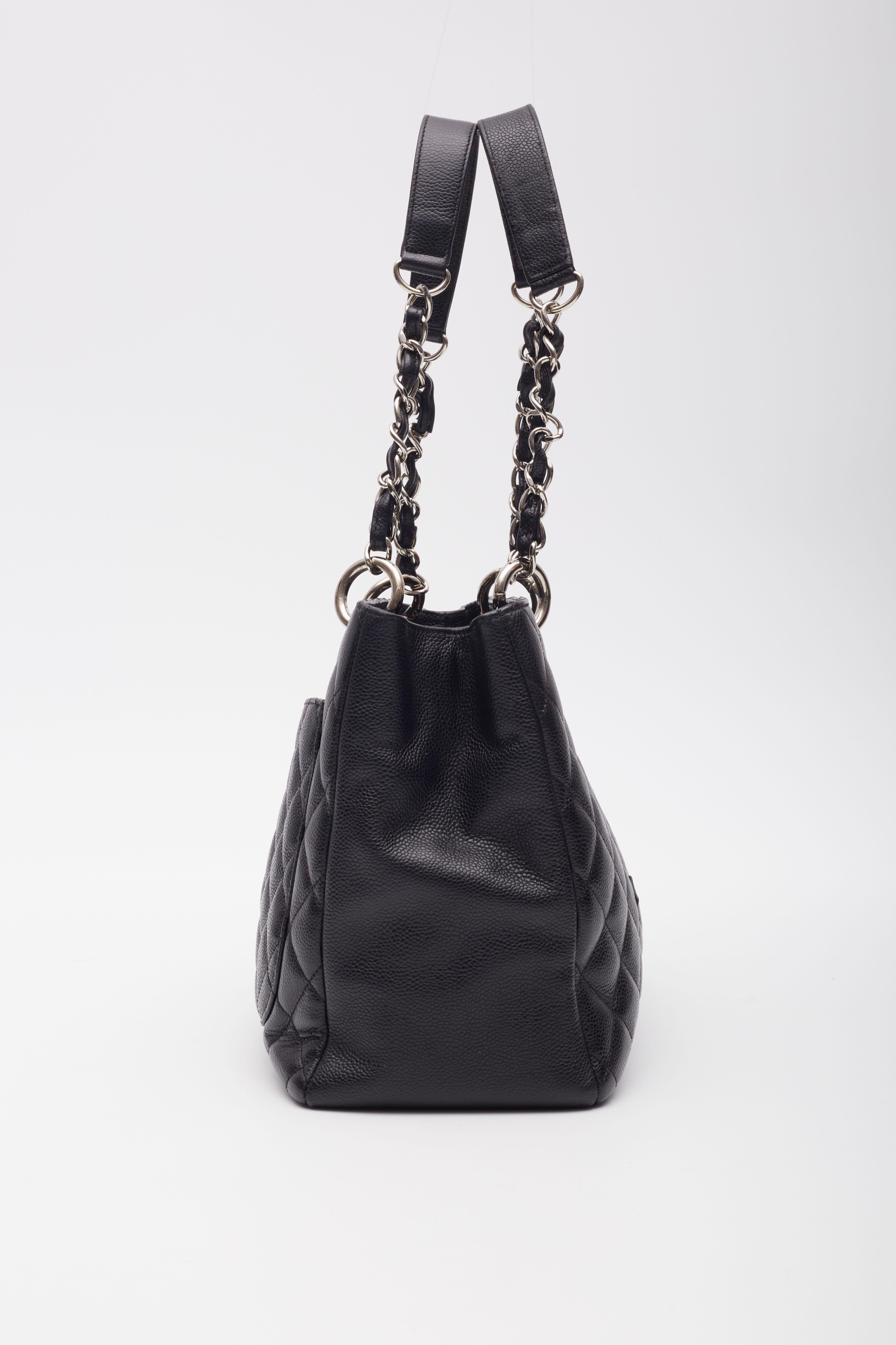 Chanel Caviar Black Quilted Grand Shopping Tote For Sale 1