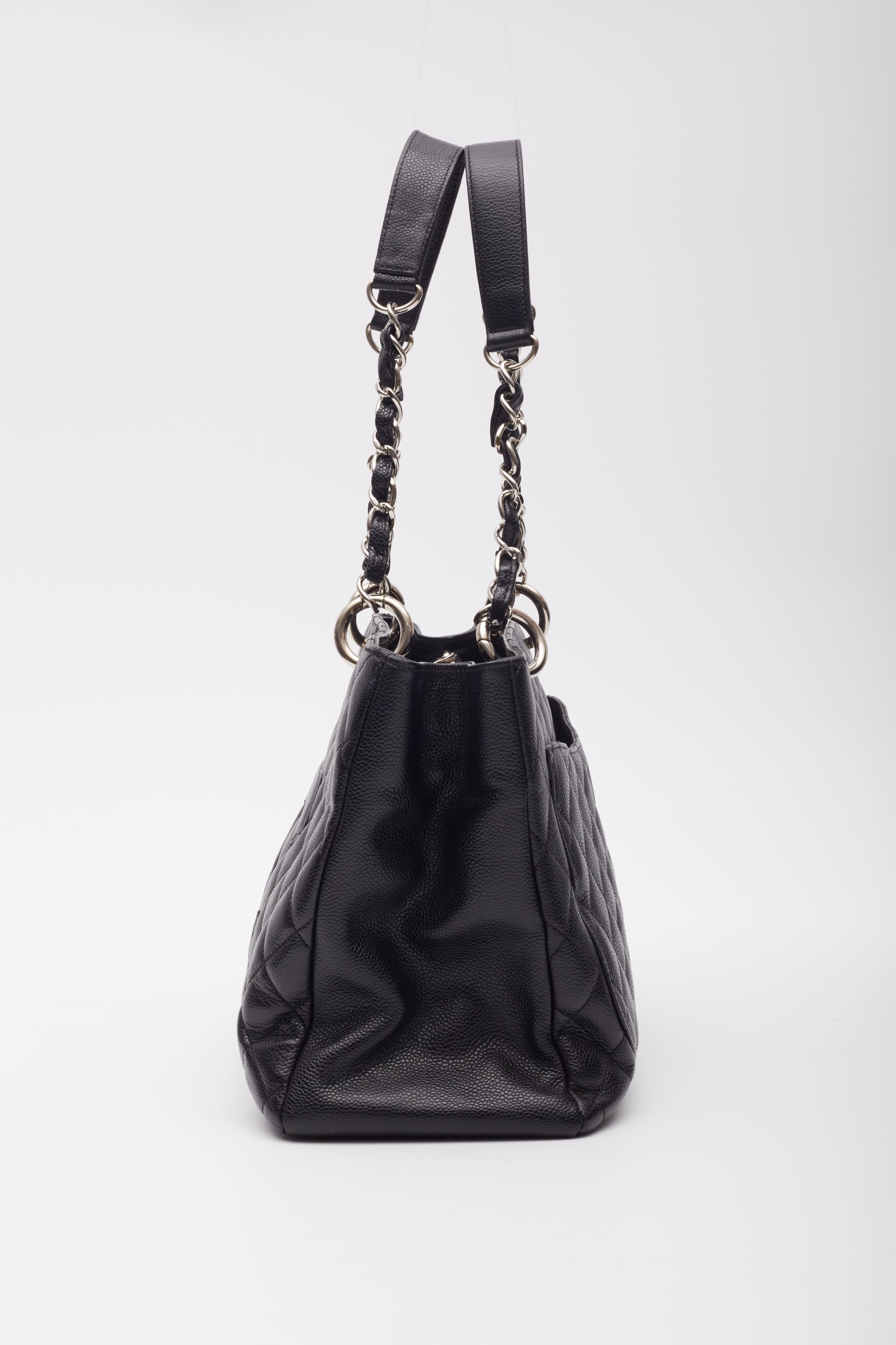Chanel Caviar Black Quilted Grand Shopping Tote For Sale 2