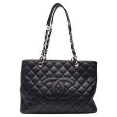 Chanel Caviar Black Quilted Grand Shopping Tote