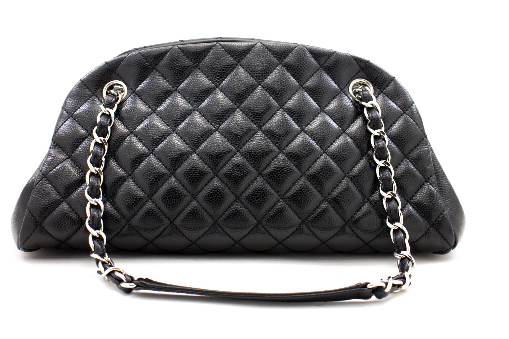 black quilted purse with silver chain