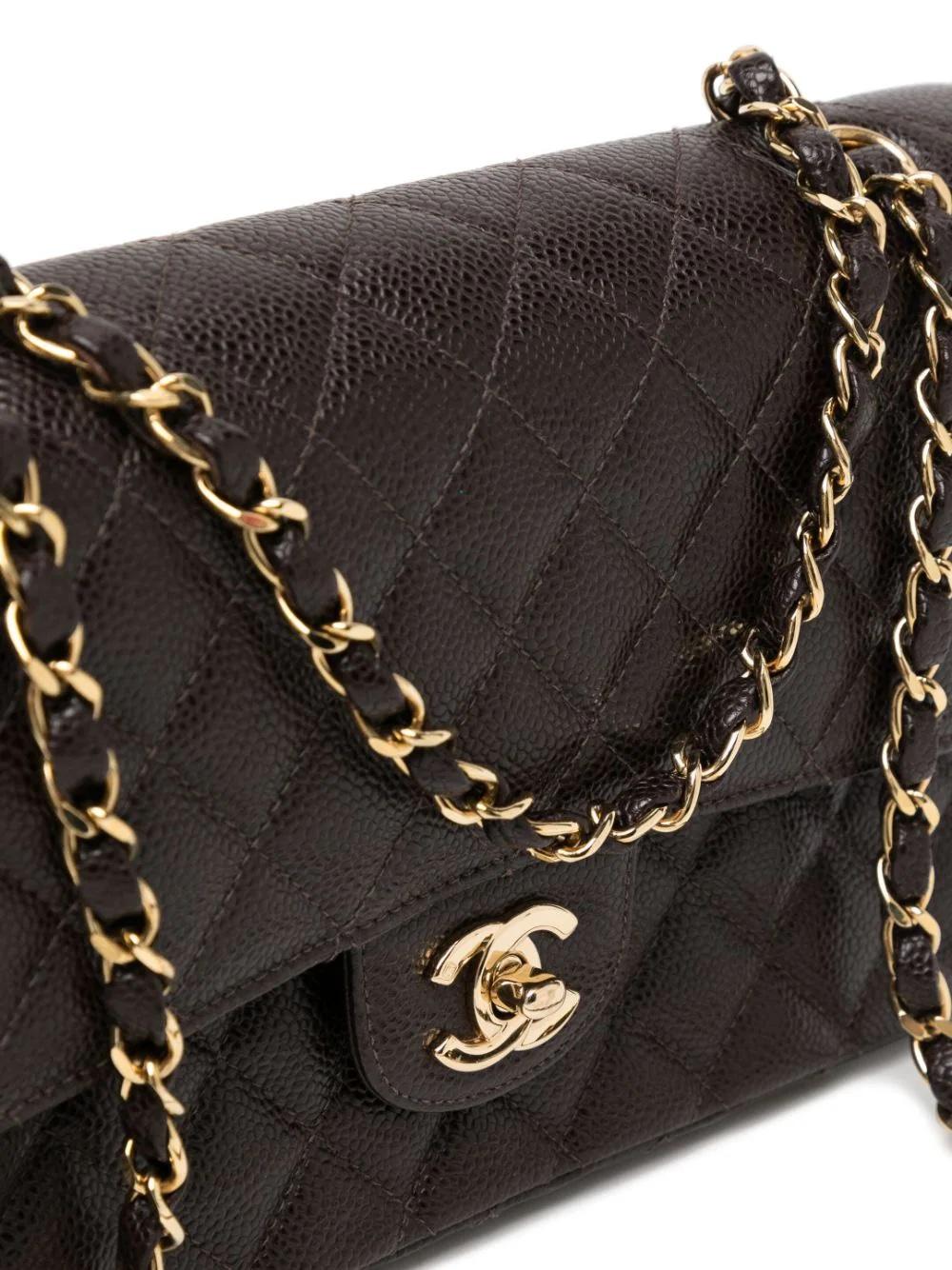 Chanel Caviar Brown Medium Double Flap In Excellent Condition In London, GB