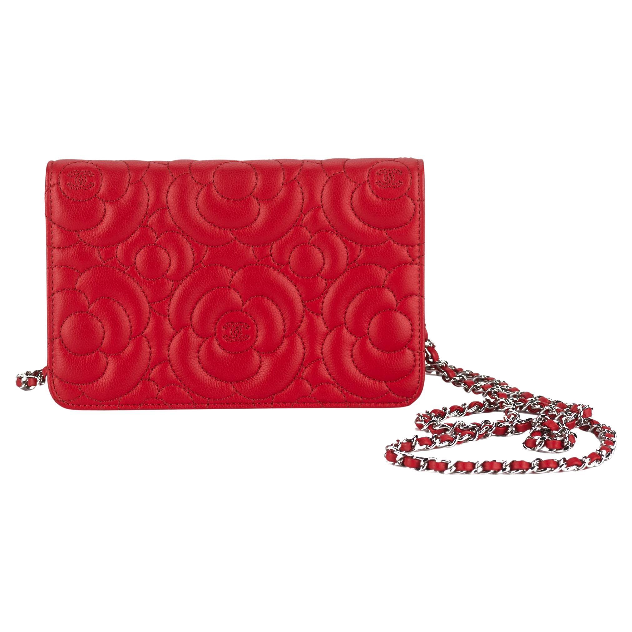 Chanel Caviar Camellia Wallet on Chain For Sale