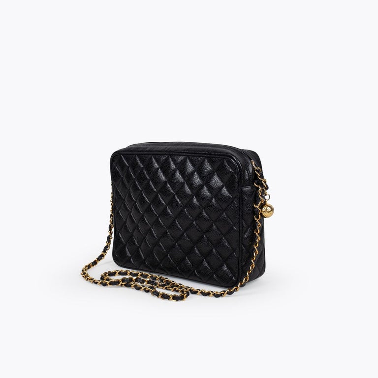 AUTHENTIC CHANEL BLACK Caviar Leather CC Logo Flap Bag Clutch