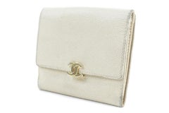Chanel Caviar CC Clasp Compact Wallet Ivory Vanilla 3CK0114